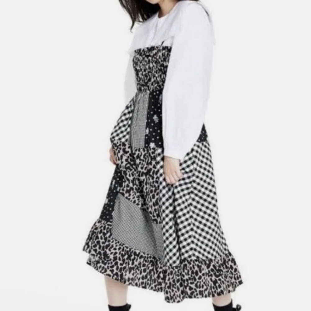 Sandy Liang X Target Patchwork Dress Black/White Boho SzS‎ -Plaid Y2k